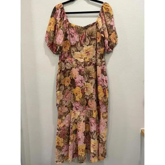 Showpo Jasalina Midi Dress Puff Sleeve Dress, Women's 12 - Picture 6 of 9